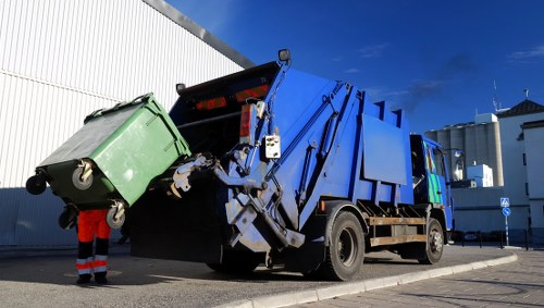Construction site with waste clearance equipment in Feltham